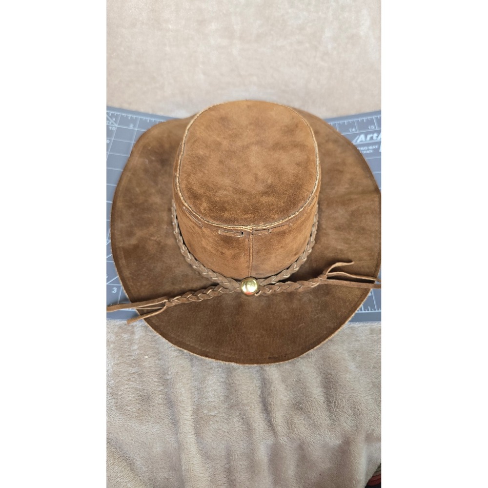 Genuine Leather Outback Hat Brown Suede Western Cowboy Boho Hat Large Mexico
